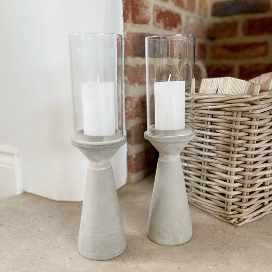 Concrete Candle Holder With Glass Shade
