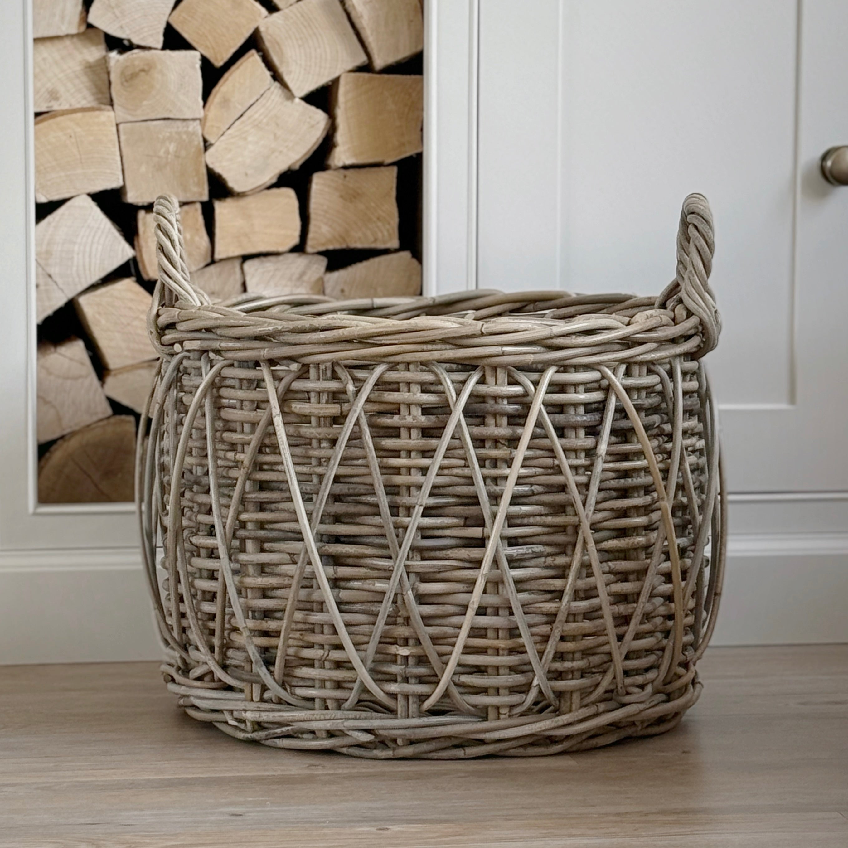 Round Cross Weave Log Basket
