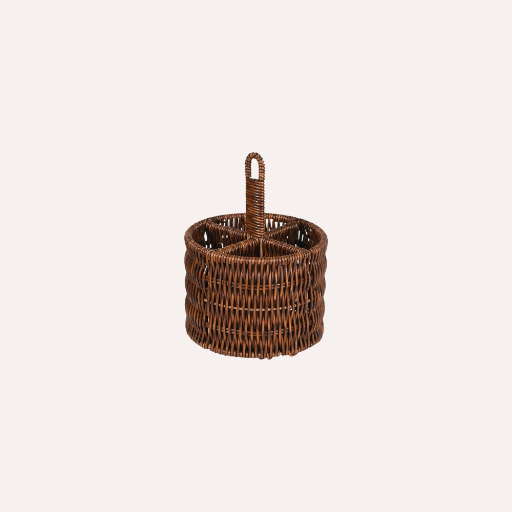 Faux Rattan Utensil Holder