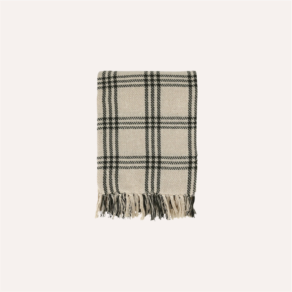 Olive Check Throw