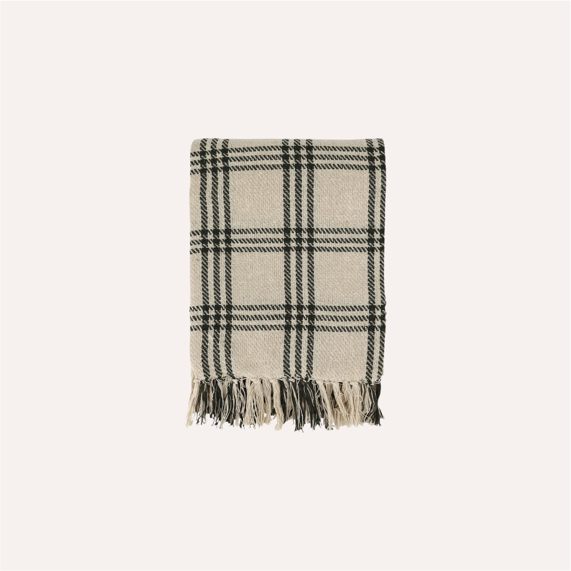 Olive Check Throw