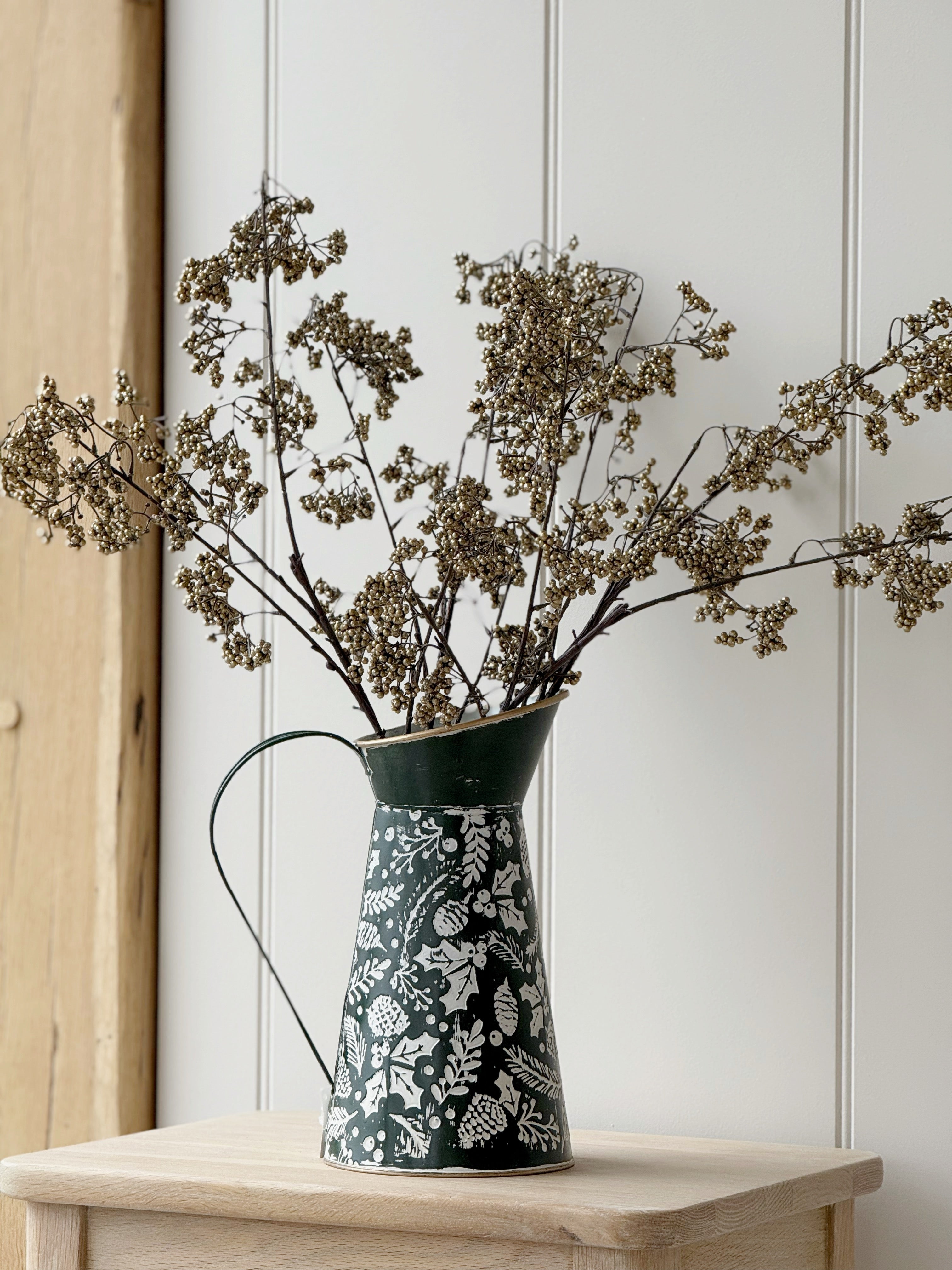 Rustic Green Holly Jug