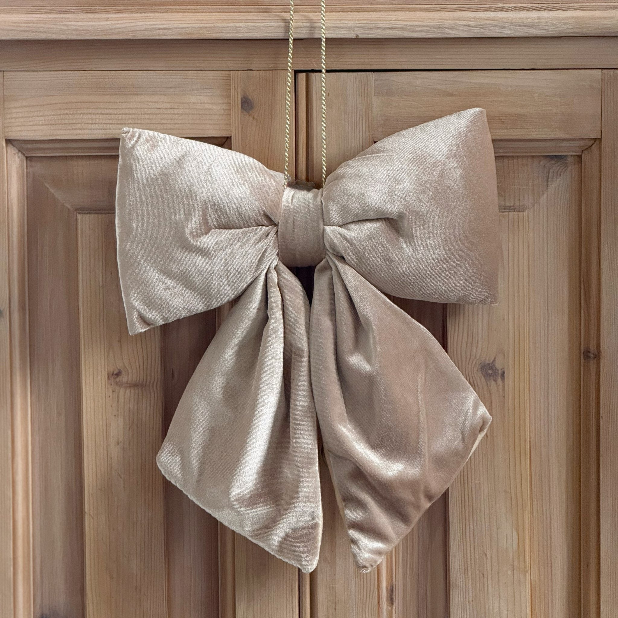 Large Hanging Taupe Velvet Bow