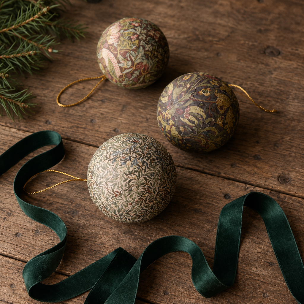 Set Of 3 Burgundy Baubles