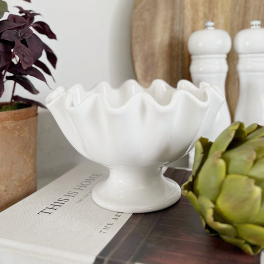 White Ruffled Bowl