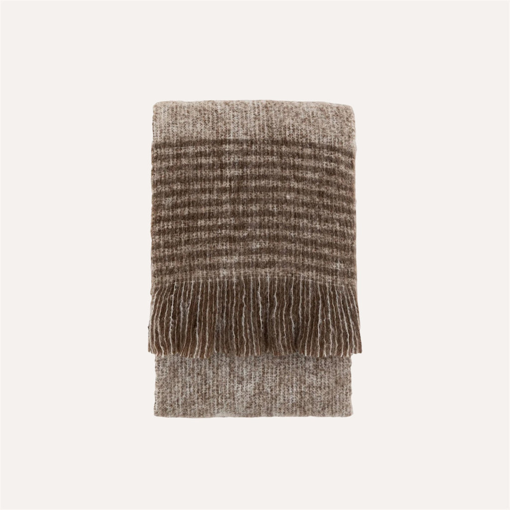 Faux Mohair Brown Fringe Throw