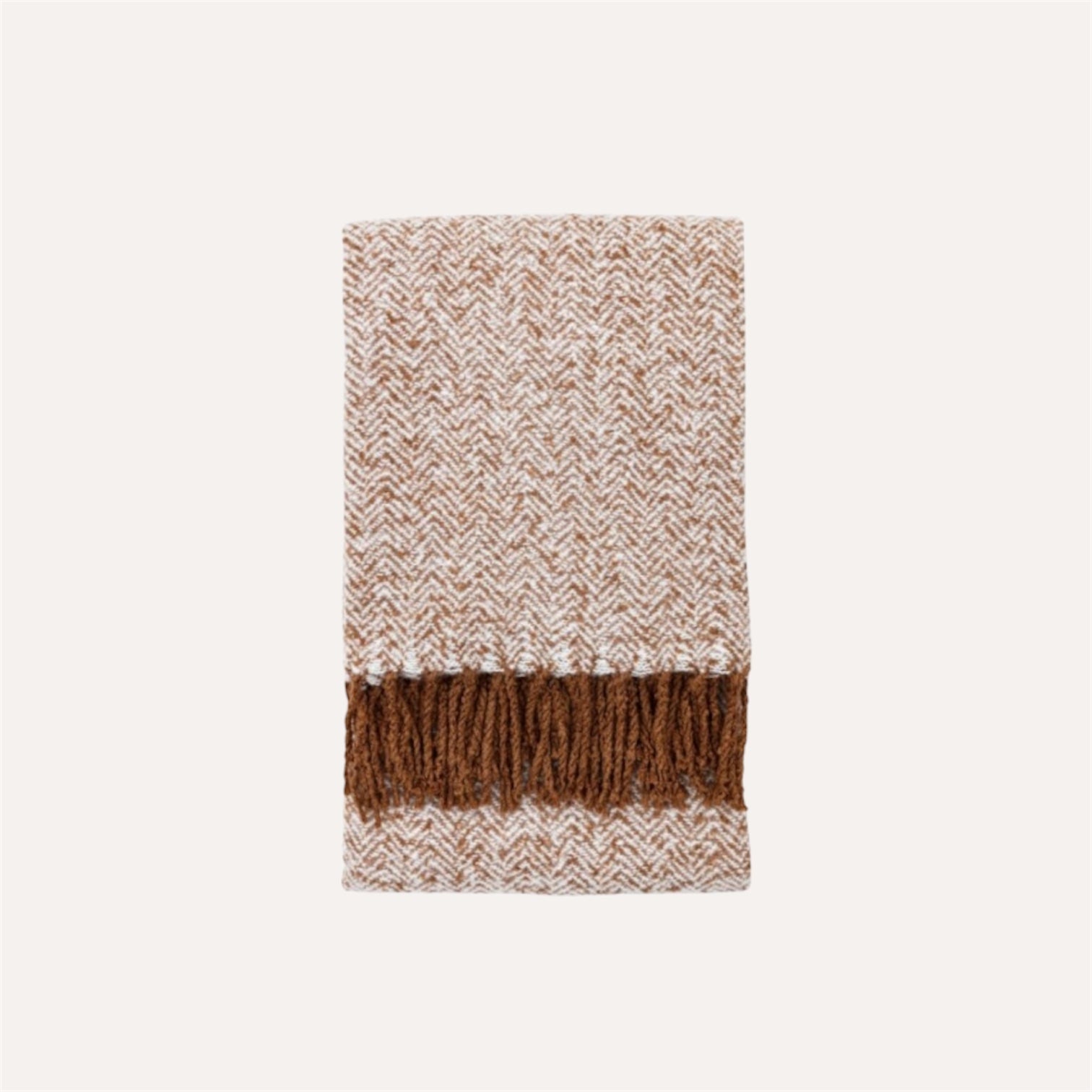 Herringbone Faux Mohair Throw Tan