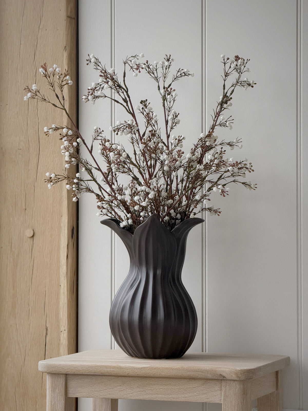 Brown Clara Fluted Vase