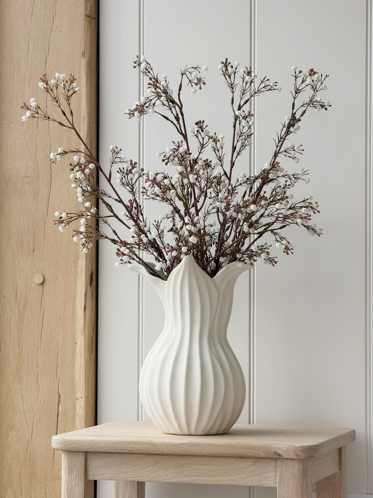 White Clara Fluted Vase