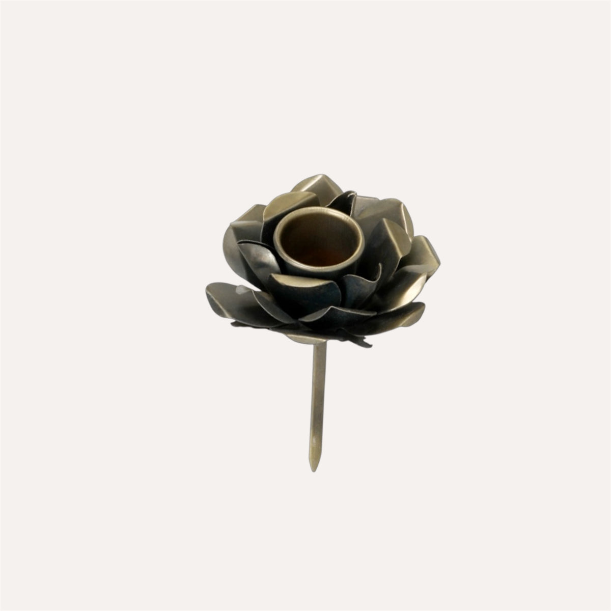 Antique Brass Flower Candle Holder Spear