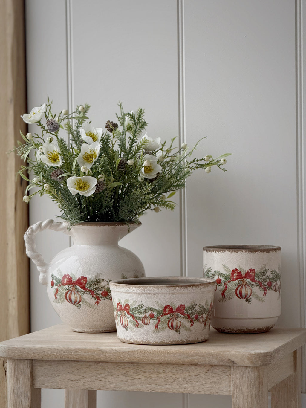 Vintage Style Christmas Bow Jug