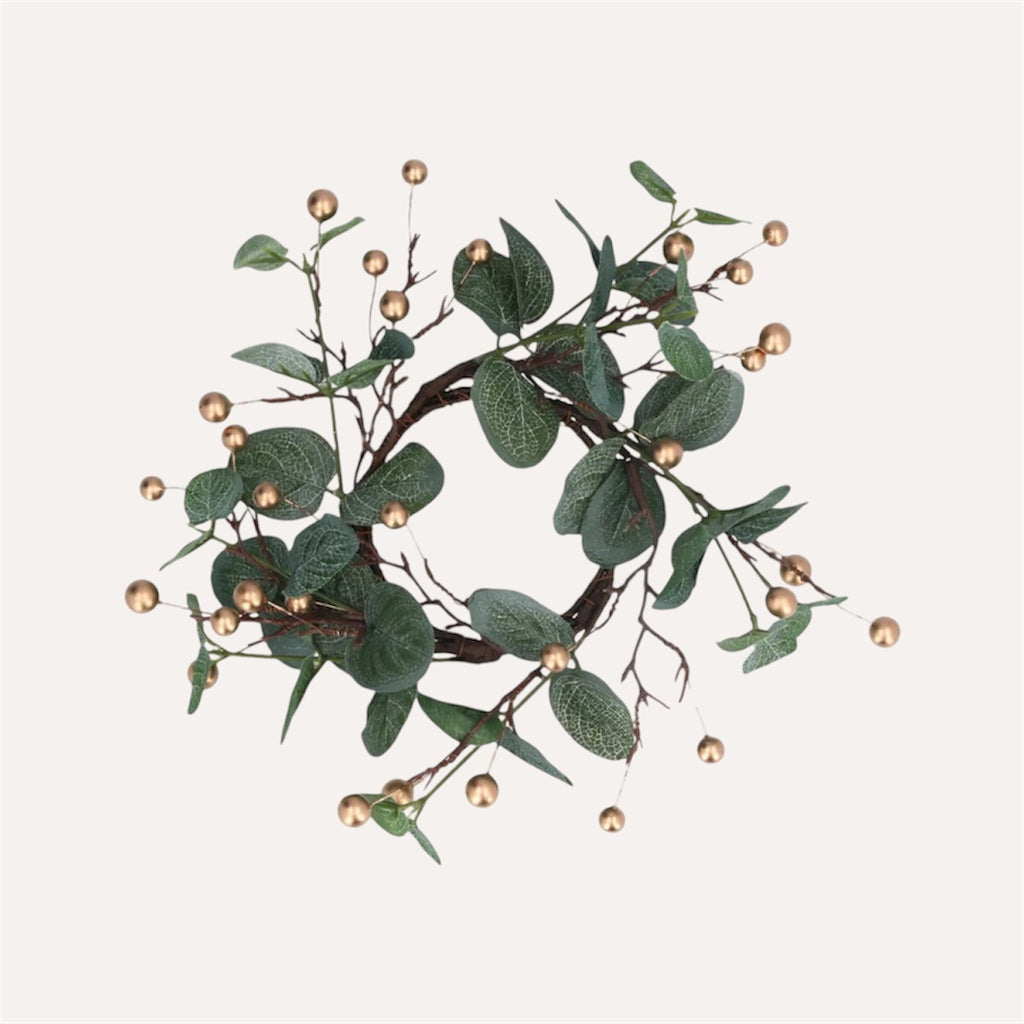 Eucalyptus & Gold Berry Candle Ring