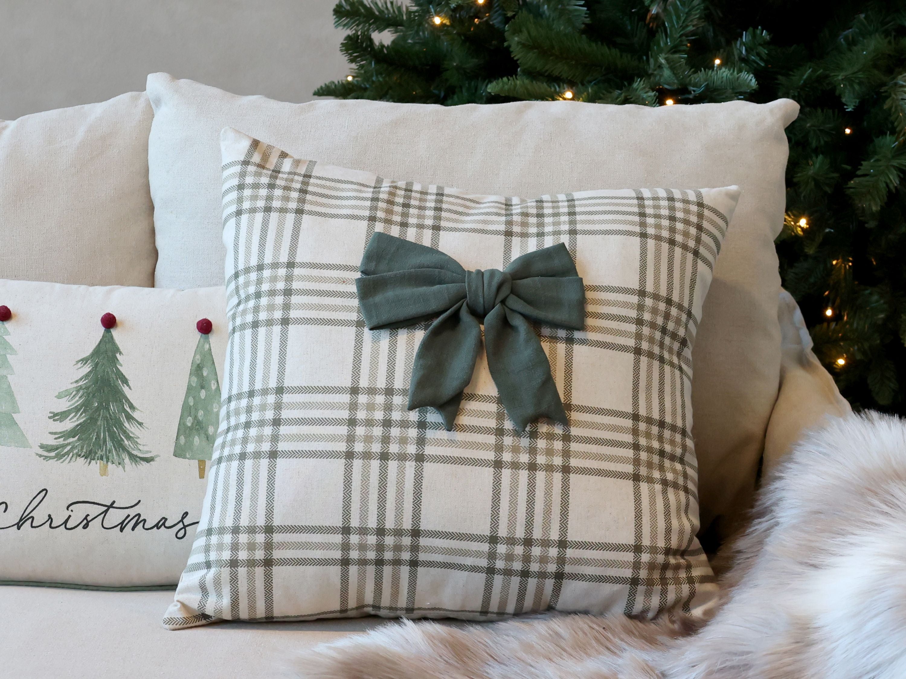Linen Bow Cushion Cover