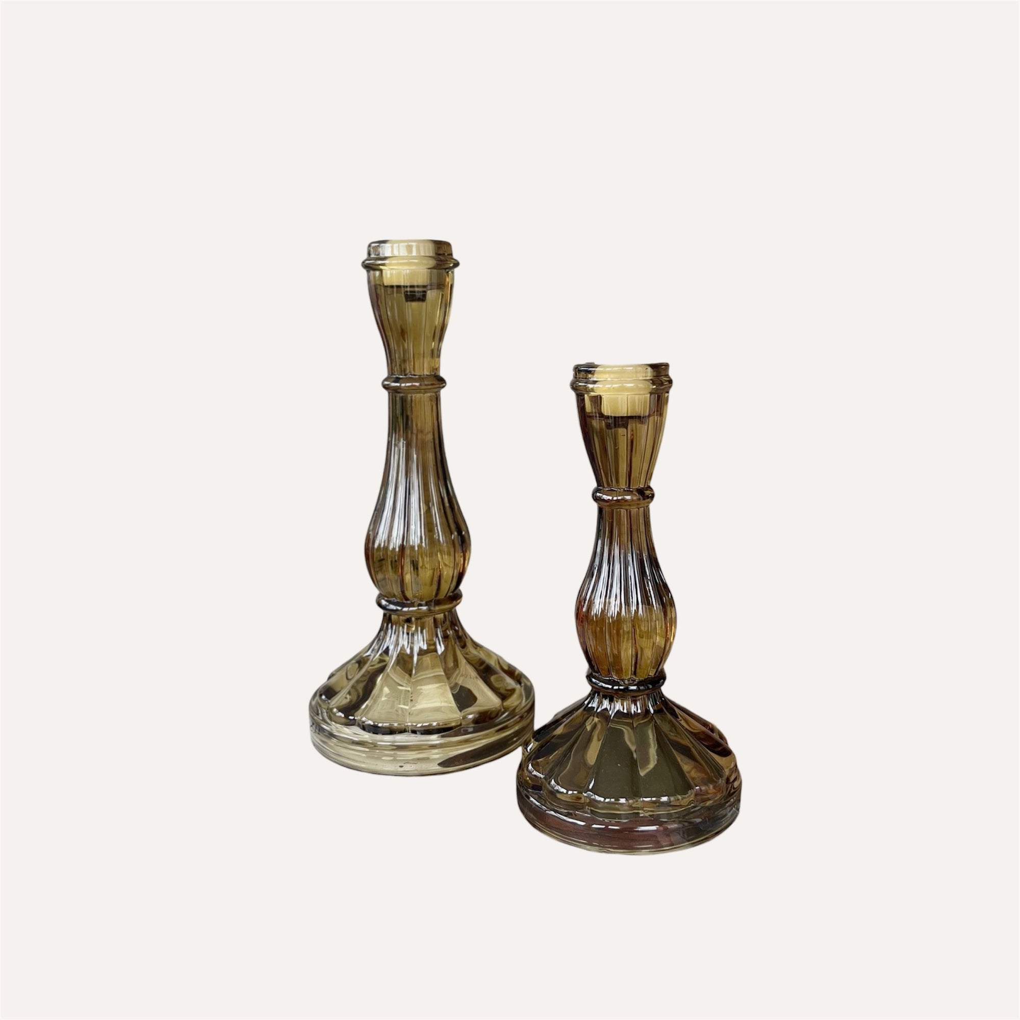 Amber Hourglass Candlesticks