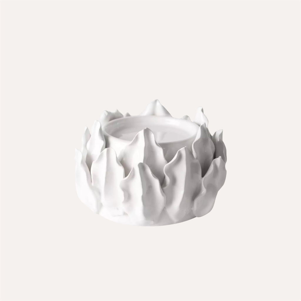 White Artichoke Pillar Candle Holder