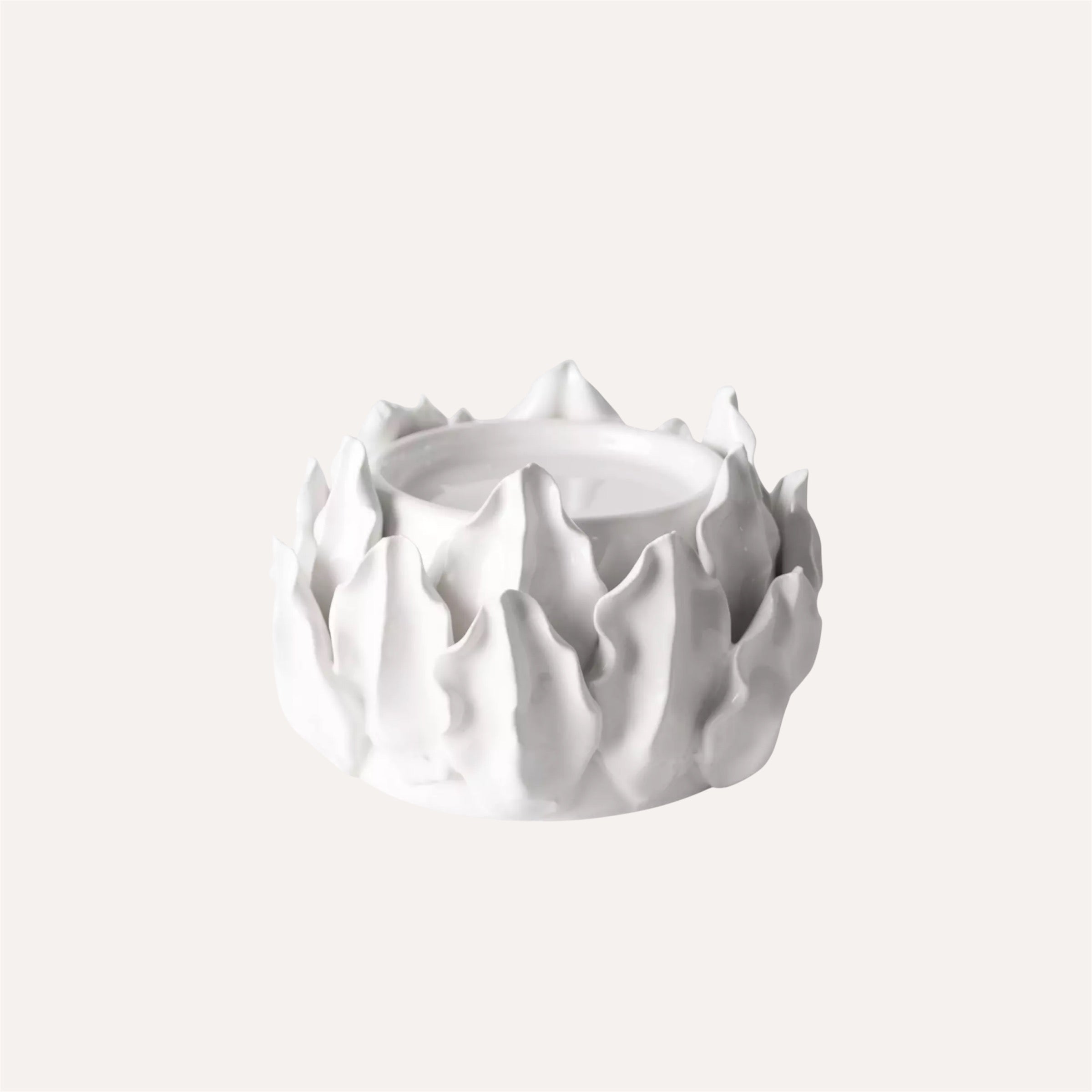 White Artichoke Pillar Candle Holder