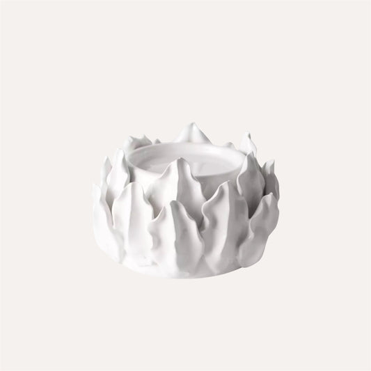White Artichoke Pillar Candle Holder