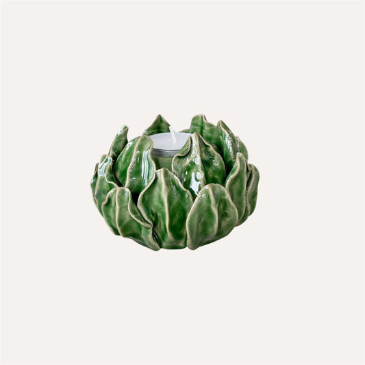 Green Artichoke Dinner Candle Holder