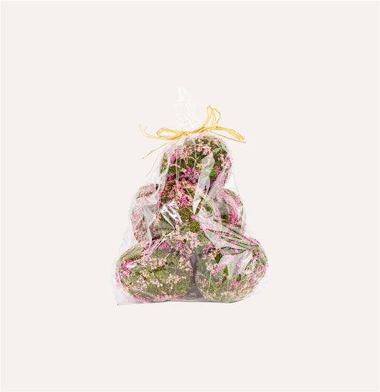 6 Large Green & Pink Moss Eggs