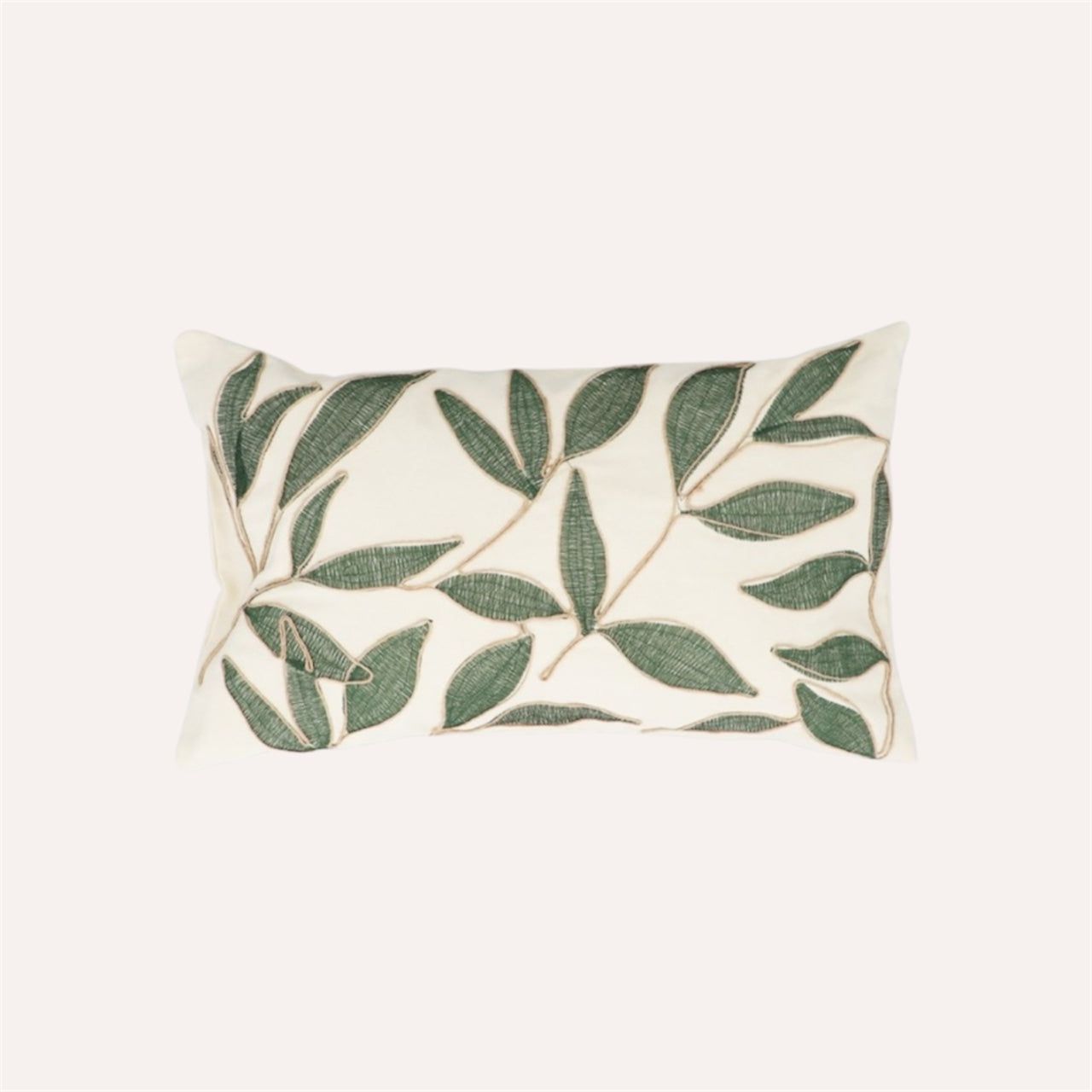 Embroidered Leaves Cushion