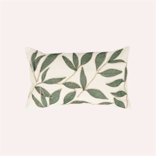 Embroidered Leaves Cushion