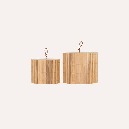 Set Of 2 Round Bamboo Boxes