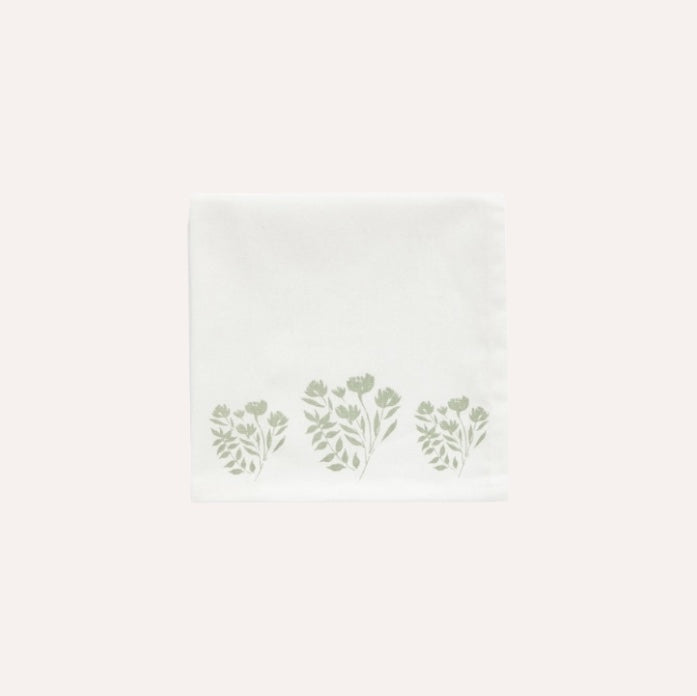Set Of 4 Sage Floral Napkins