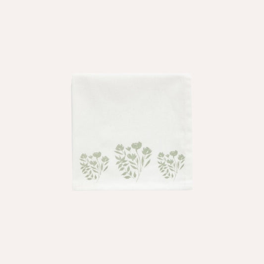 Set Of 4 Sage Floral Napkins