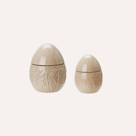 Taupe Floral Egg Jar