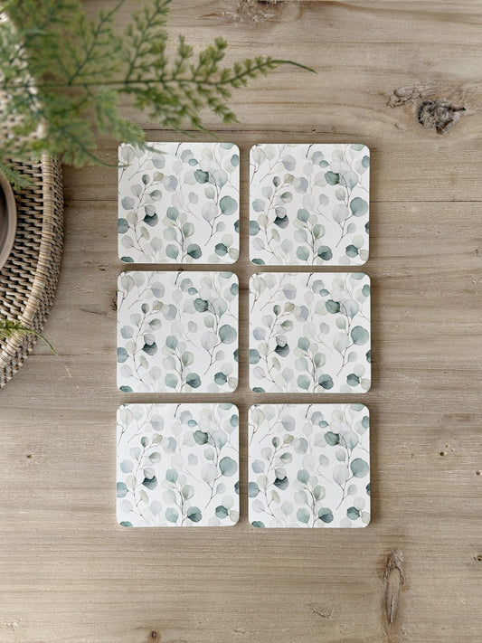 Set Of 6 Eucalyptus Leaf Coasters