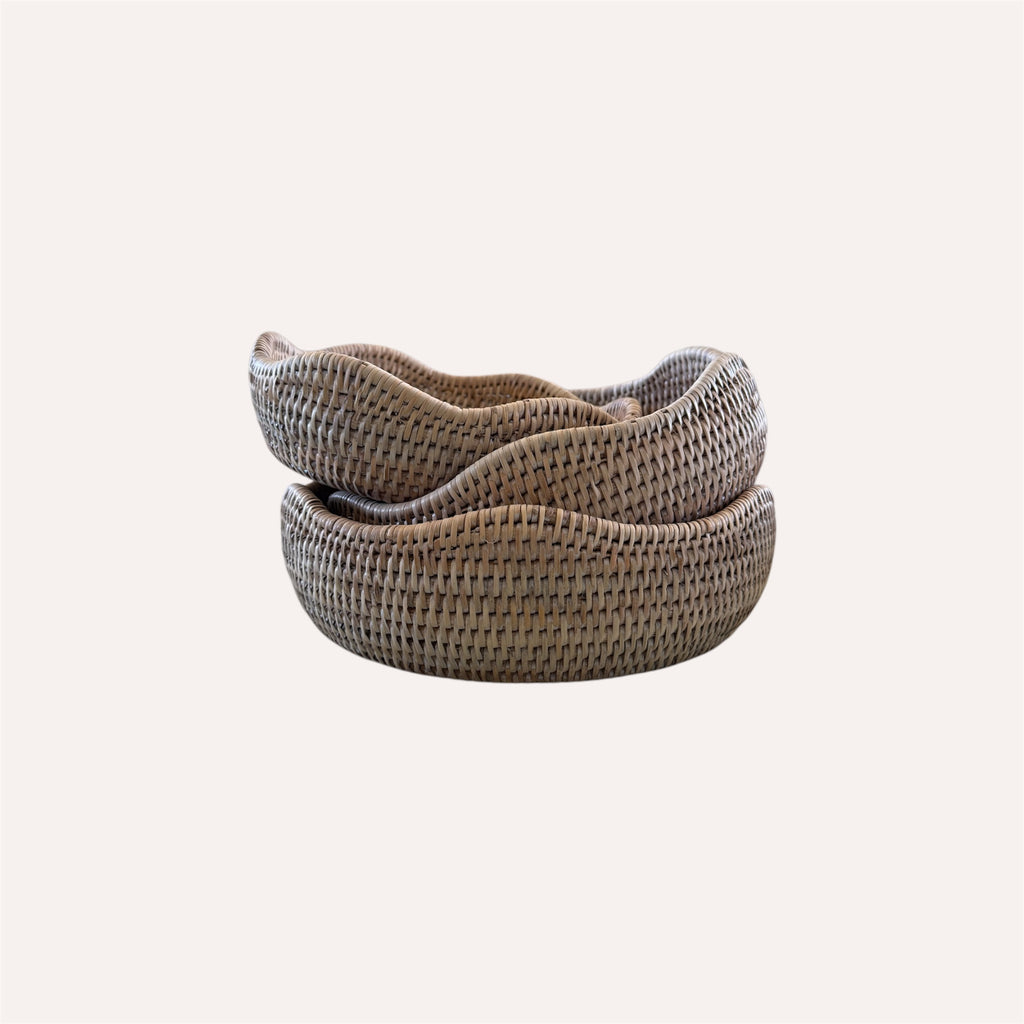 Rattan Scallop Bowls