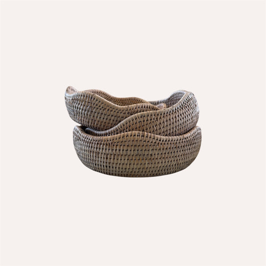 Rattan Scallop Bowls