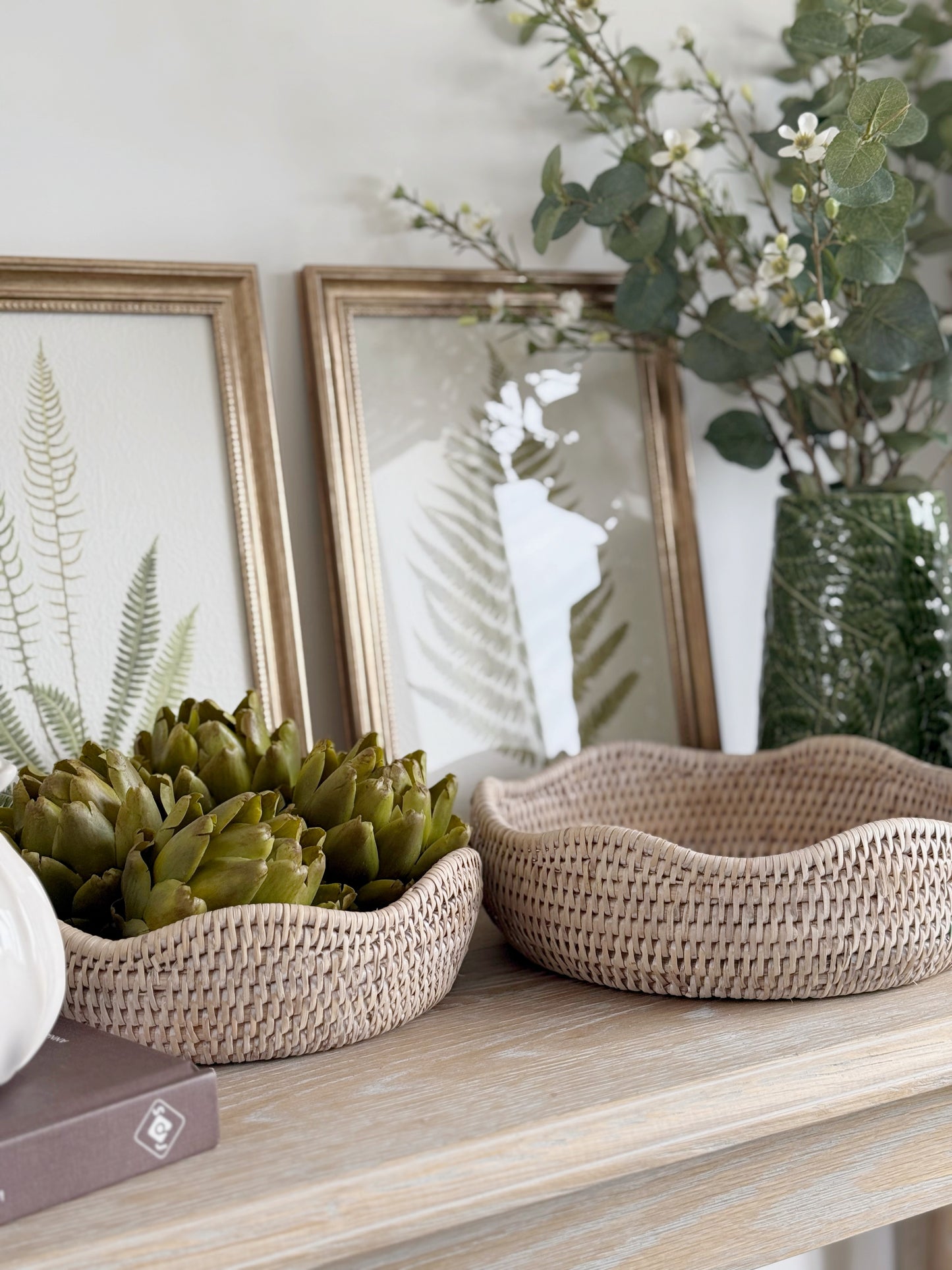 Rattan Scallop Bowls
