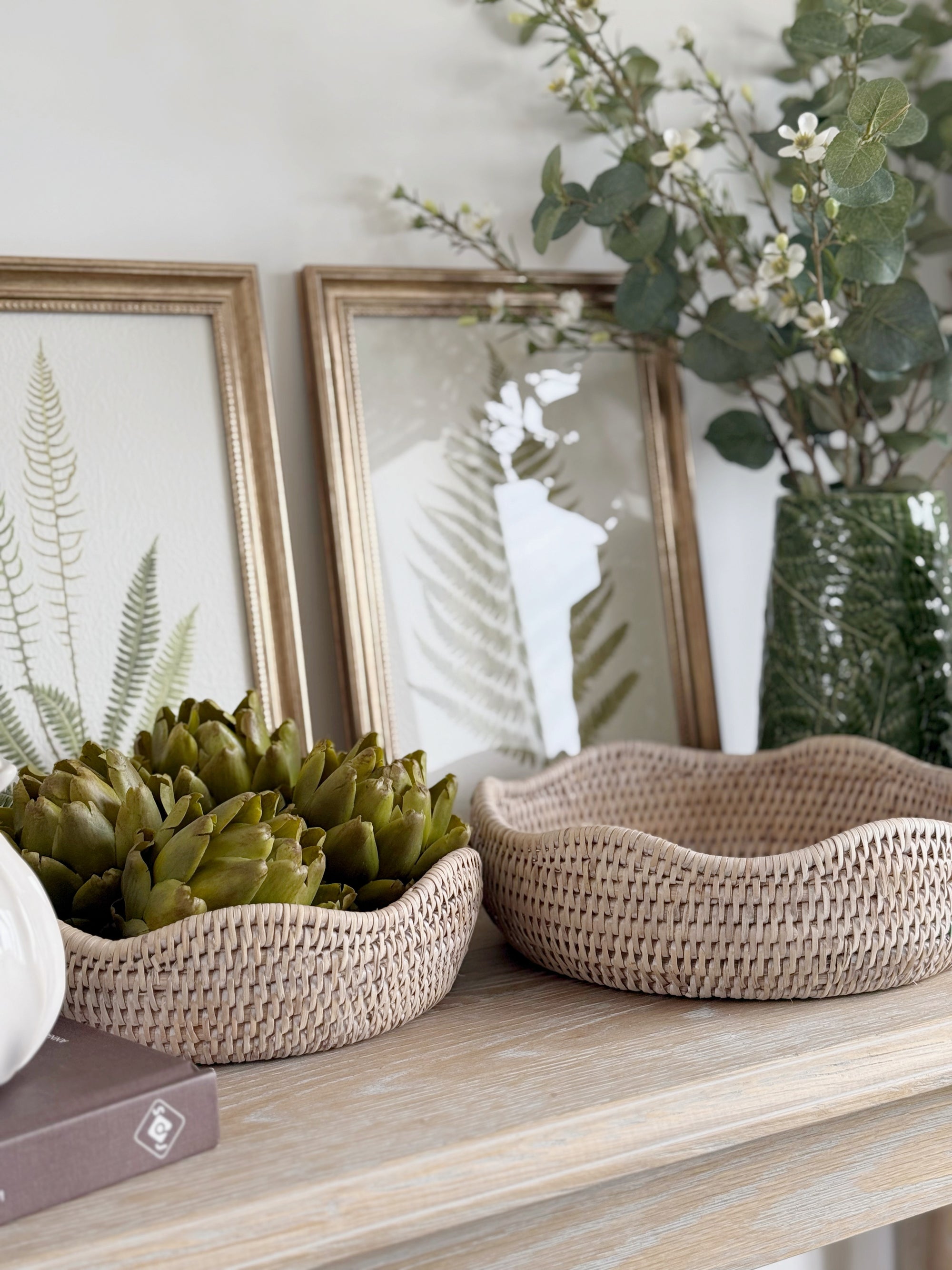 Rattan Scallop Bowls