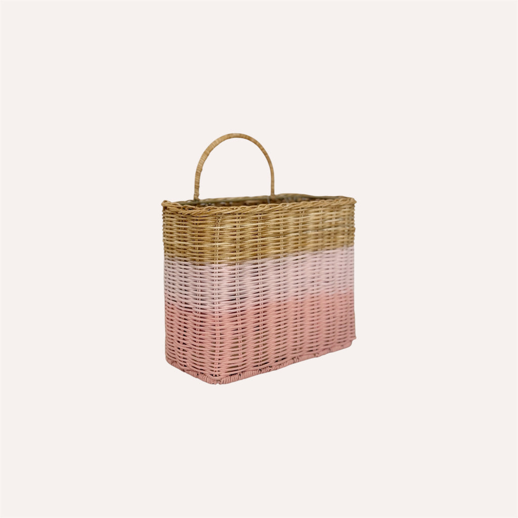 Pink Stripe Hanging Basket
