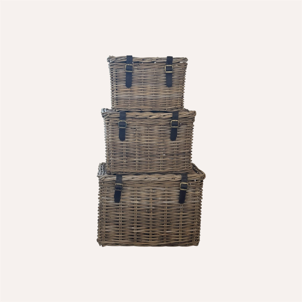 Rattan Trunk With Leather Straps – Daisy Daze Homeware