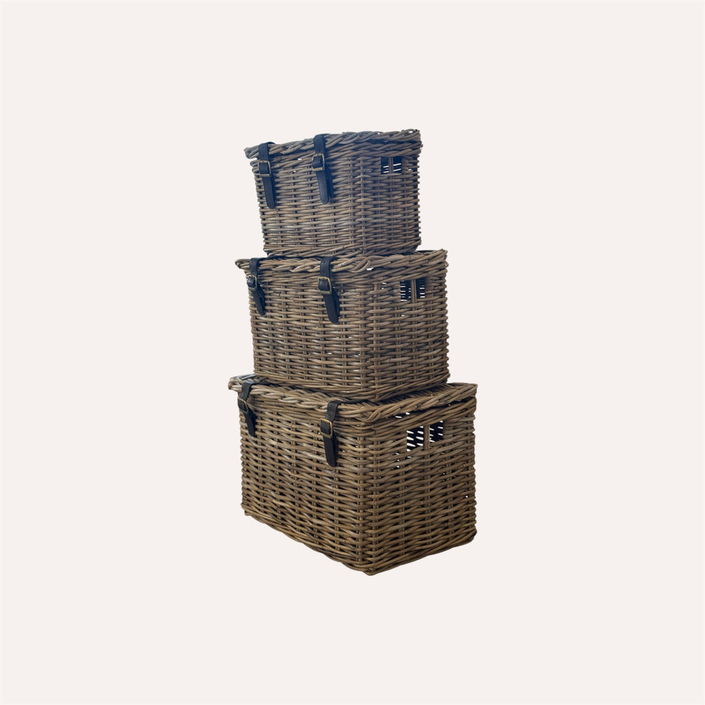 Rattan Trunk With Leather Straps