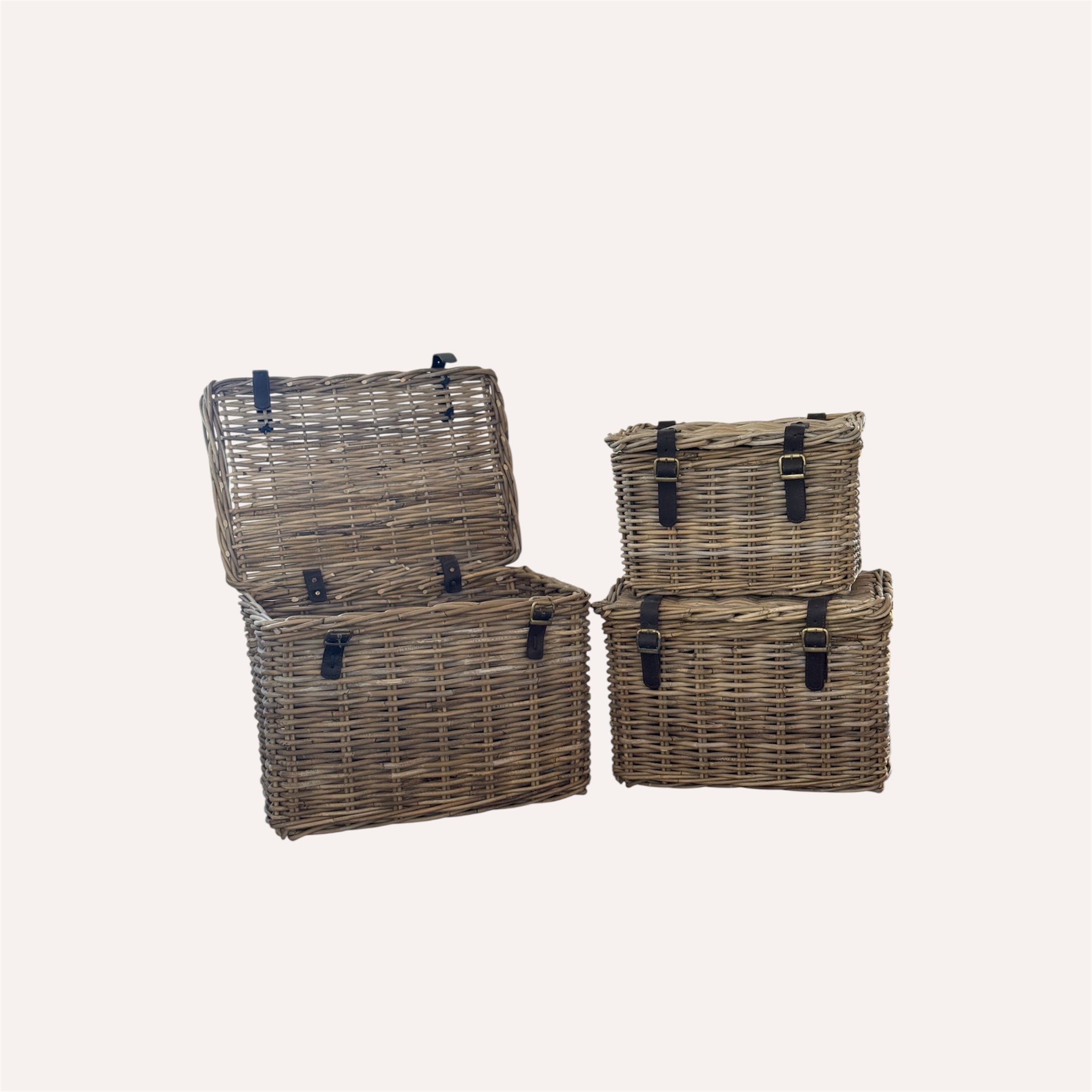 Rattan Trunk With Leather Straps