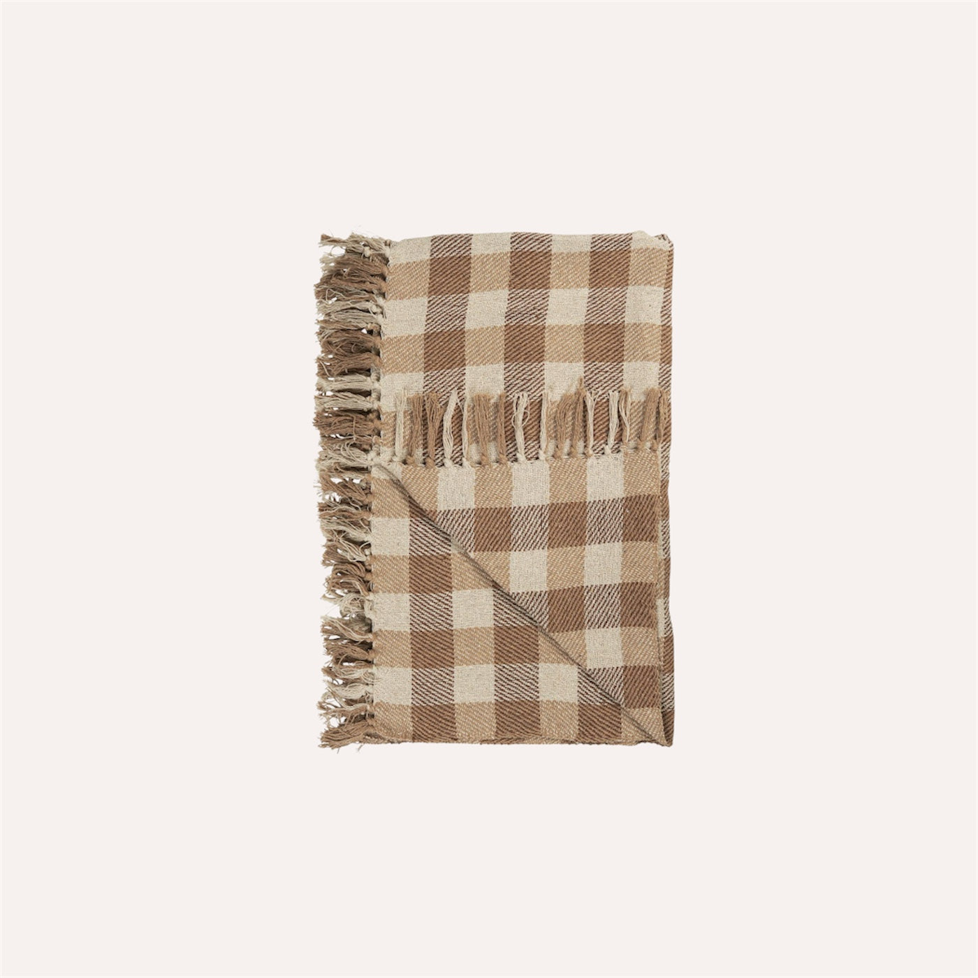 Beige & Brown Check Throw