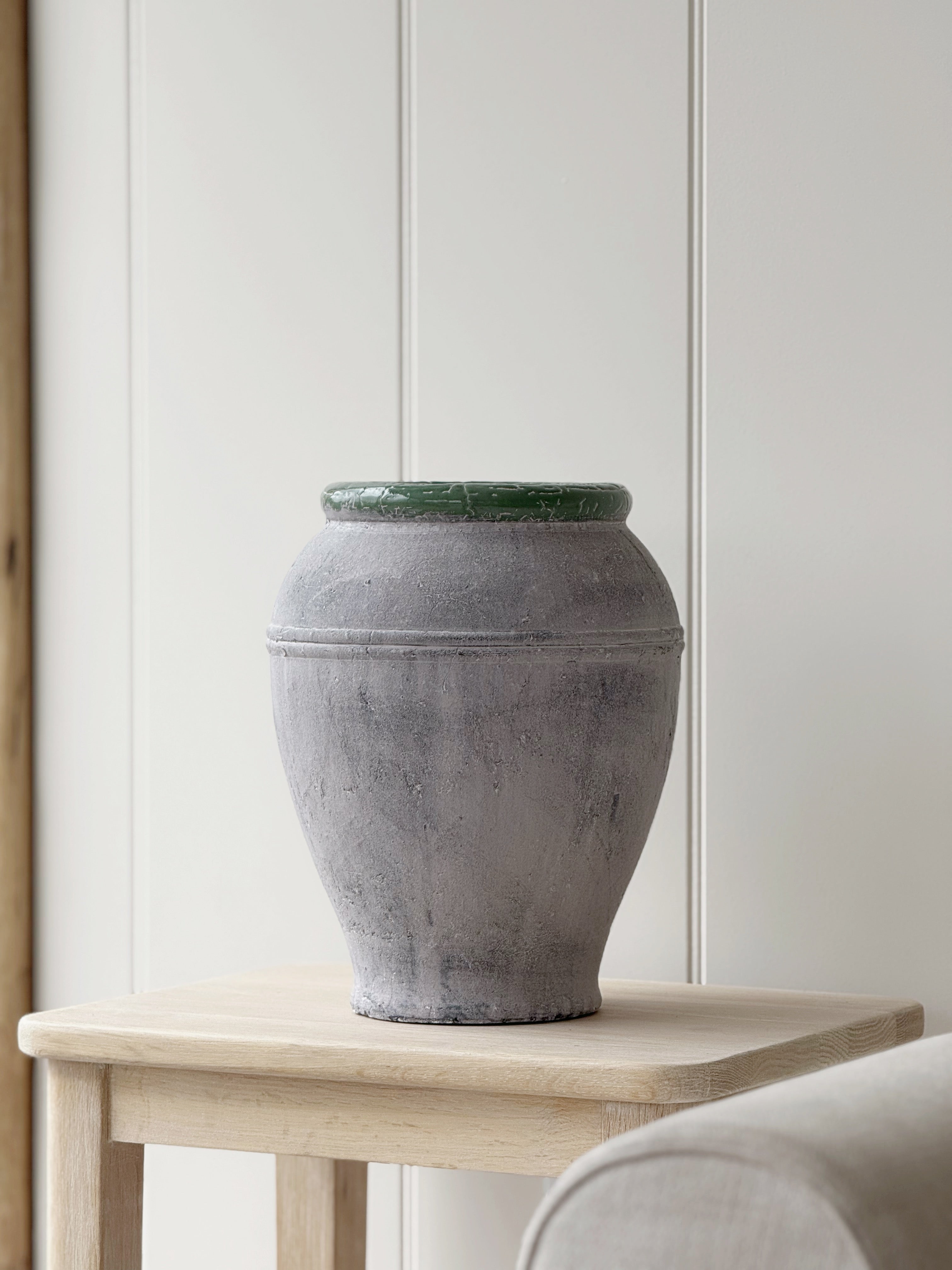 Large Rustic Olive Vase