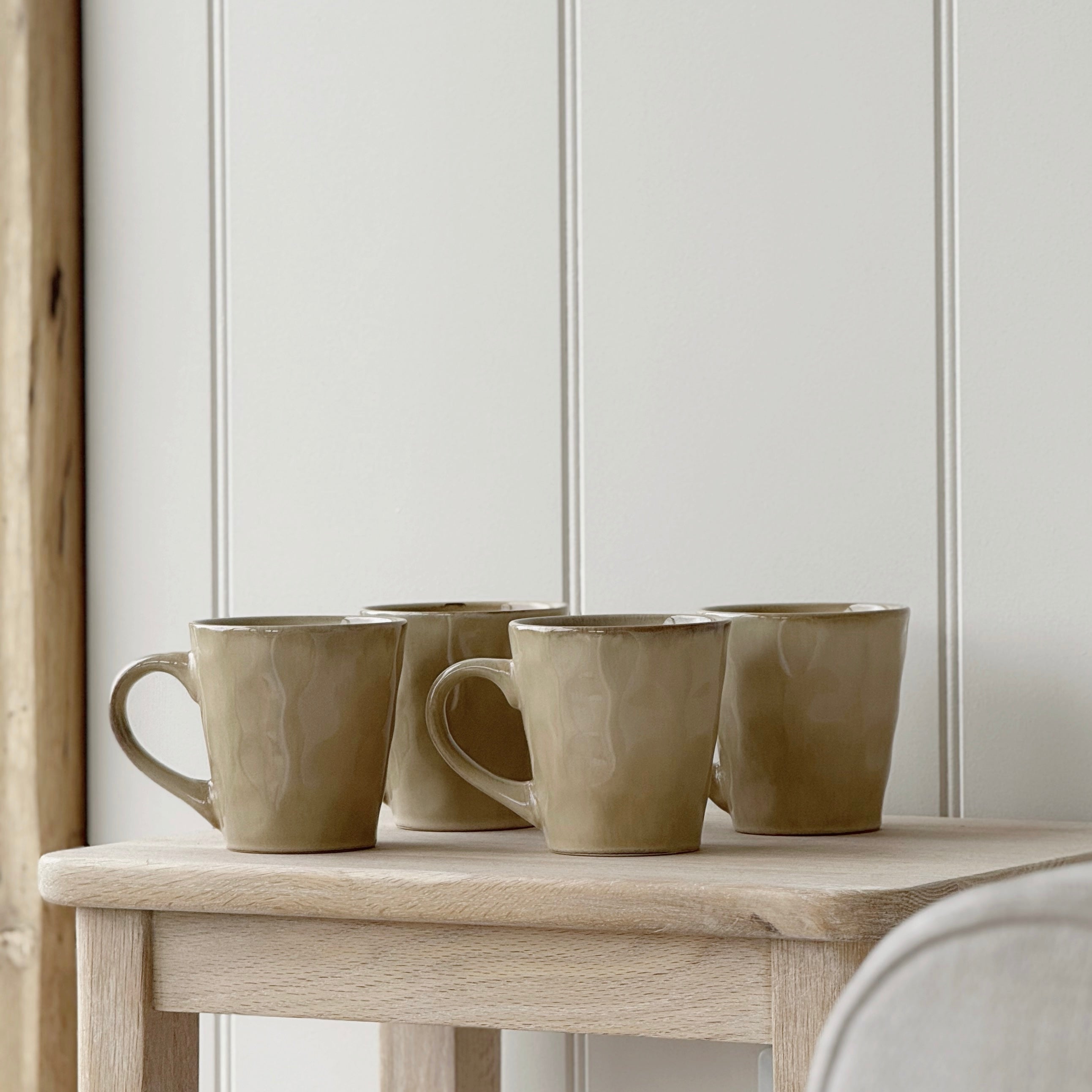 Set Of 4 Taupe Reactive Mugs