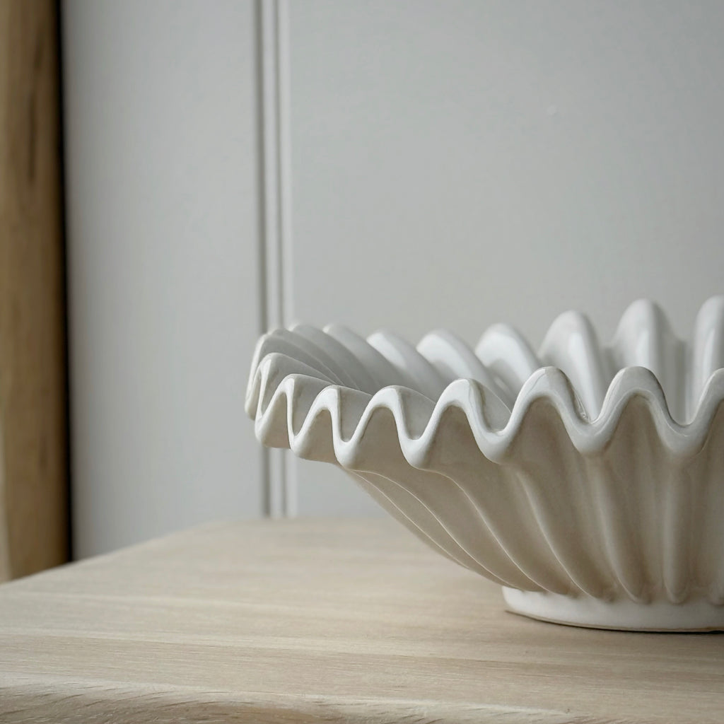Ruffled White Bowl