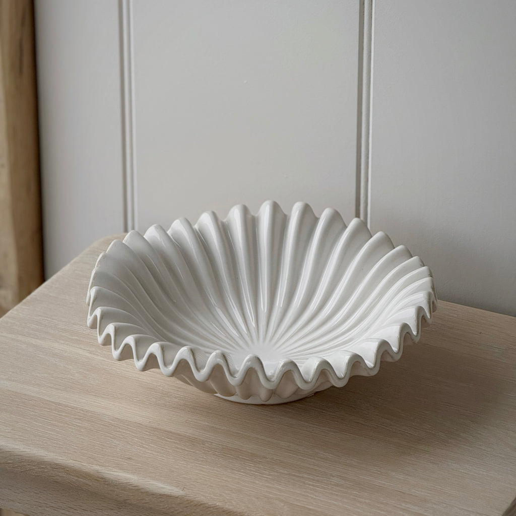 Ruffled White Bowl