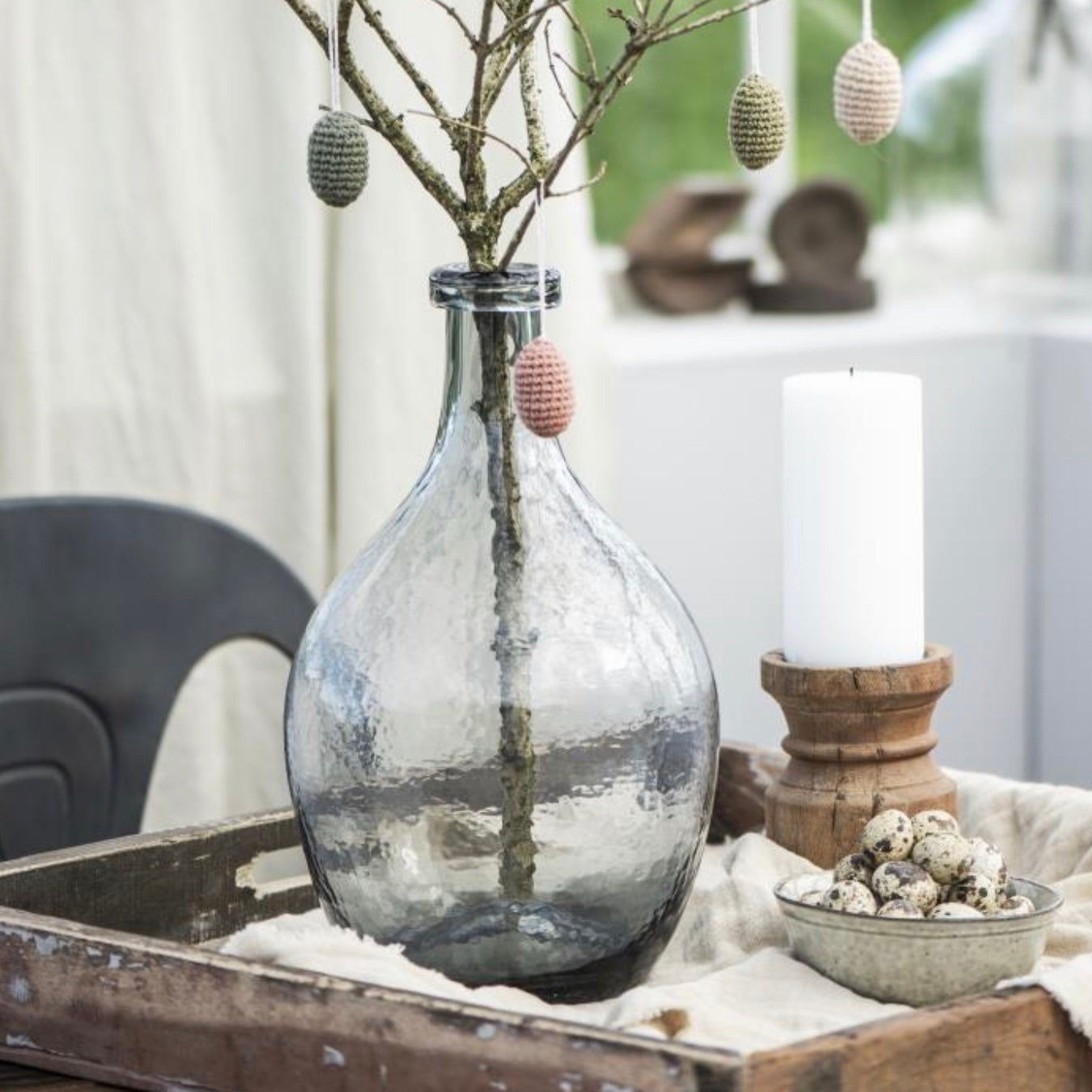 Handblown Grey Glass Vase