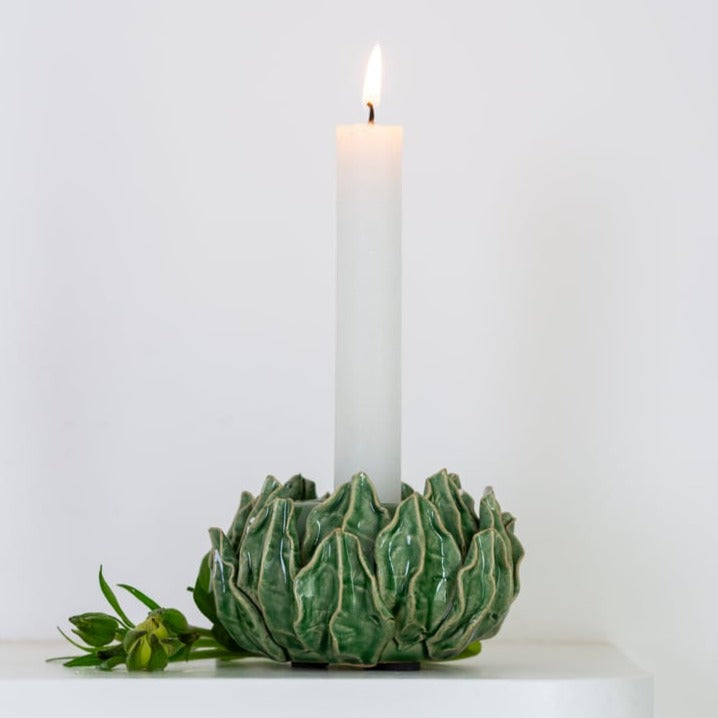 Green Artichoke Dinner Candle Holder
