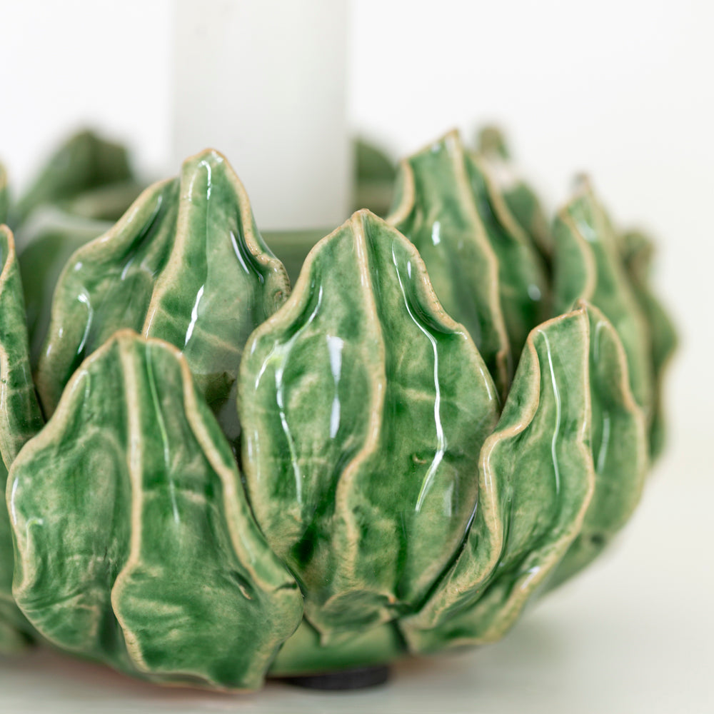 Green Artichoke Dinner Candle Holder