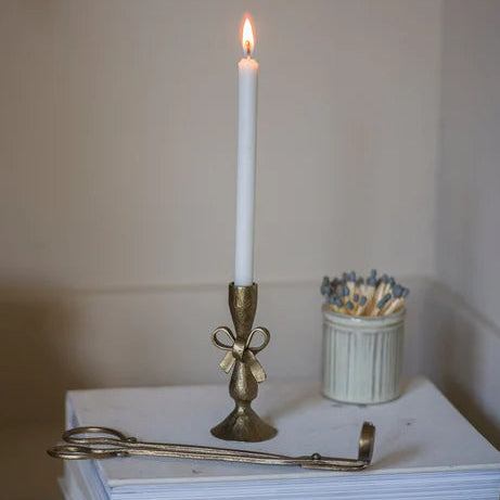 Antique Brass Bow Candle Holder With Candles