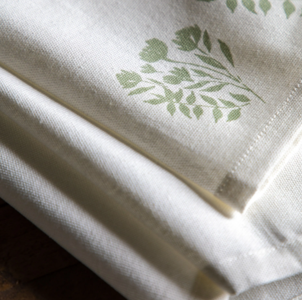Set Of 4 Sage Floral Napkins