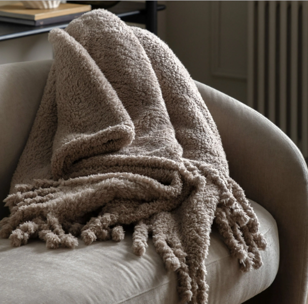 Fringed Taupe Throw