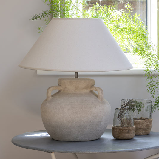 Amphora Stoneware Lamp With Cream Shade